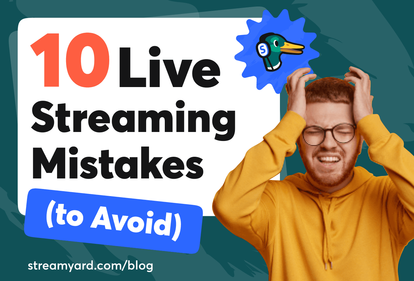 Learn about ten common live streaming mistakes that are often made when broadcasting to Facebook Live, YouTube Live, Twitch and Twitter Live and how you can avoid making them.