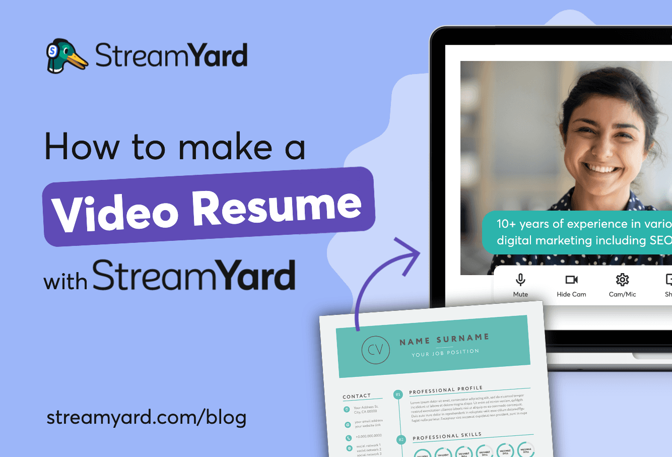 Learn how to make a video resume with StreamYard to help set yourself apart from other applicants with this step-by-step guide.