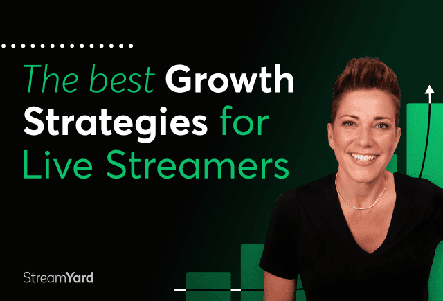 Image of a graph representing growth going up and to the right. Photo of Melanie Dyann Howe (an expert marketer) to the right. Text reads: "The best Growth Strategies for Live Streamers"