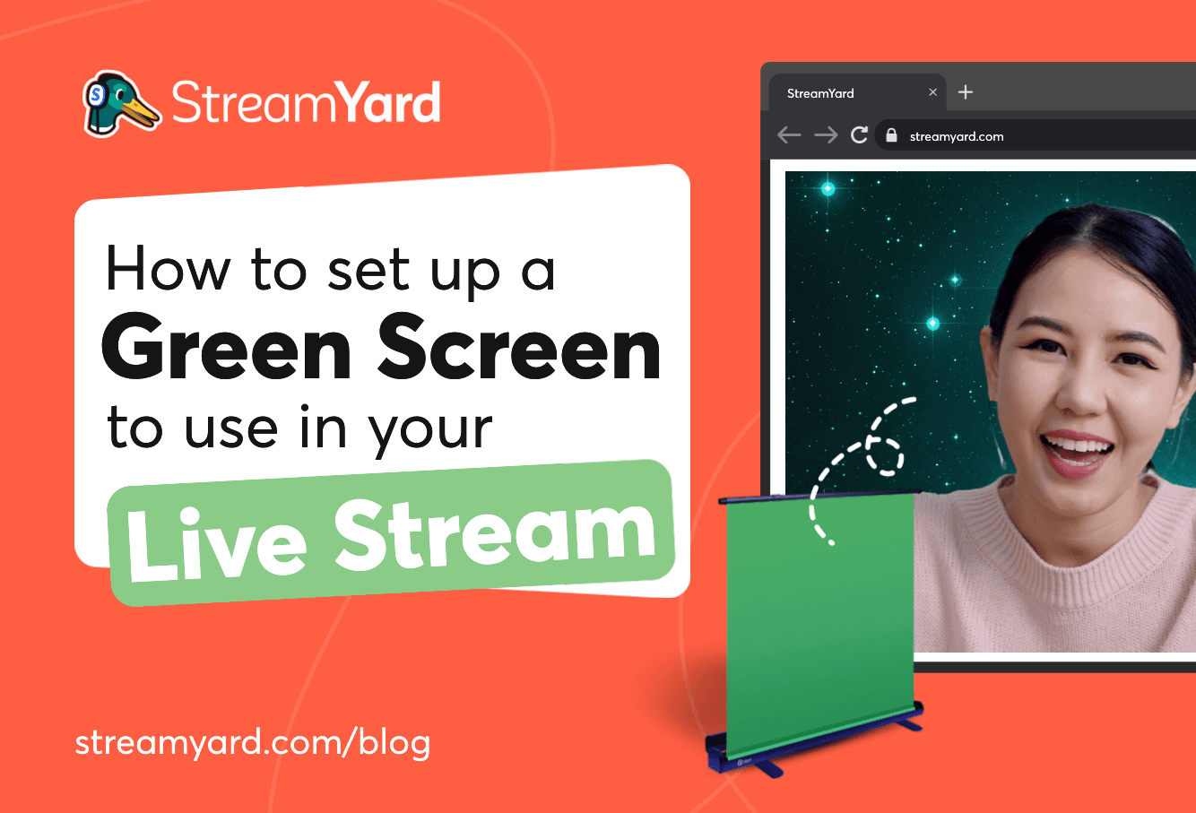 Learn how to quickly set up a green screen to use when live streaming with this easy to follow, step-by-step guide.