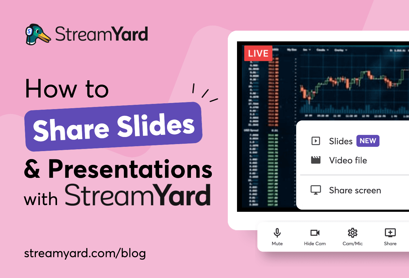 Learn how to share slides and presentations with StreamYard and engage your audience better by delivering key information through your slides.