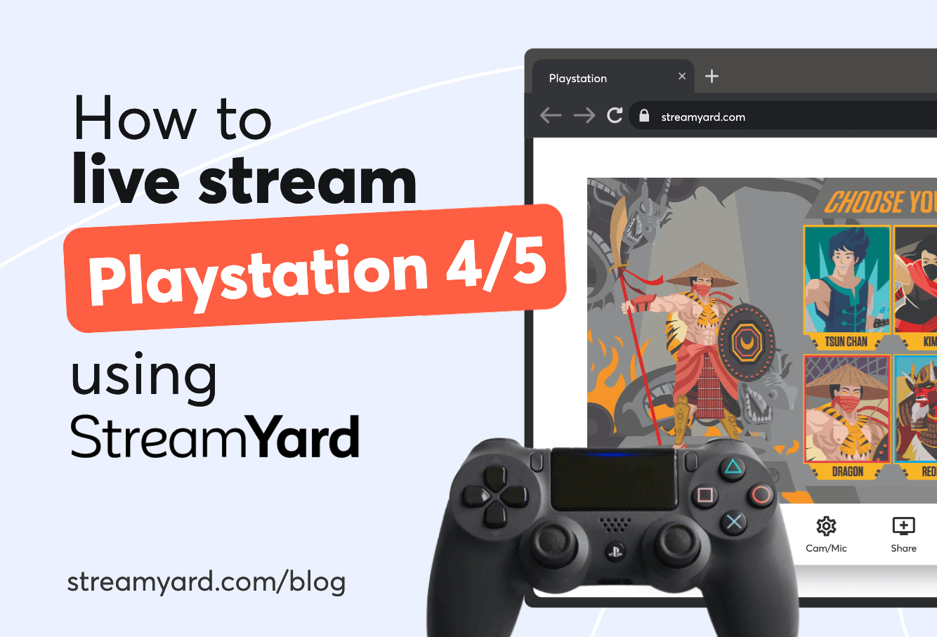 Take your gameplay beyond your PS 4 / 5 console. Check out this easy guide on how to live stream PlayStation using StreamYard.