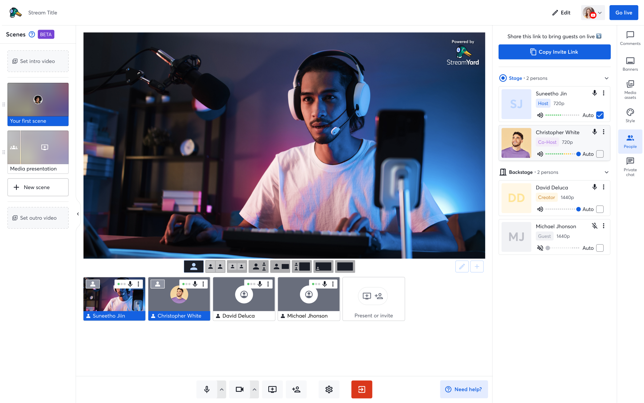 StreamYard interface